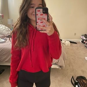Urban Outfitter Red Cropped Hoodie